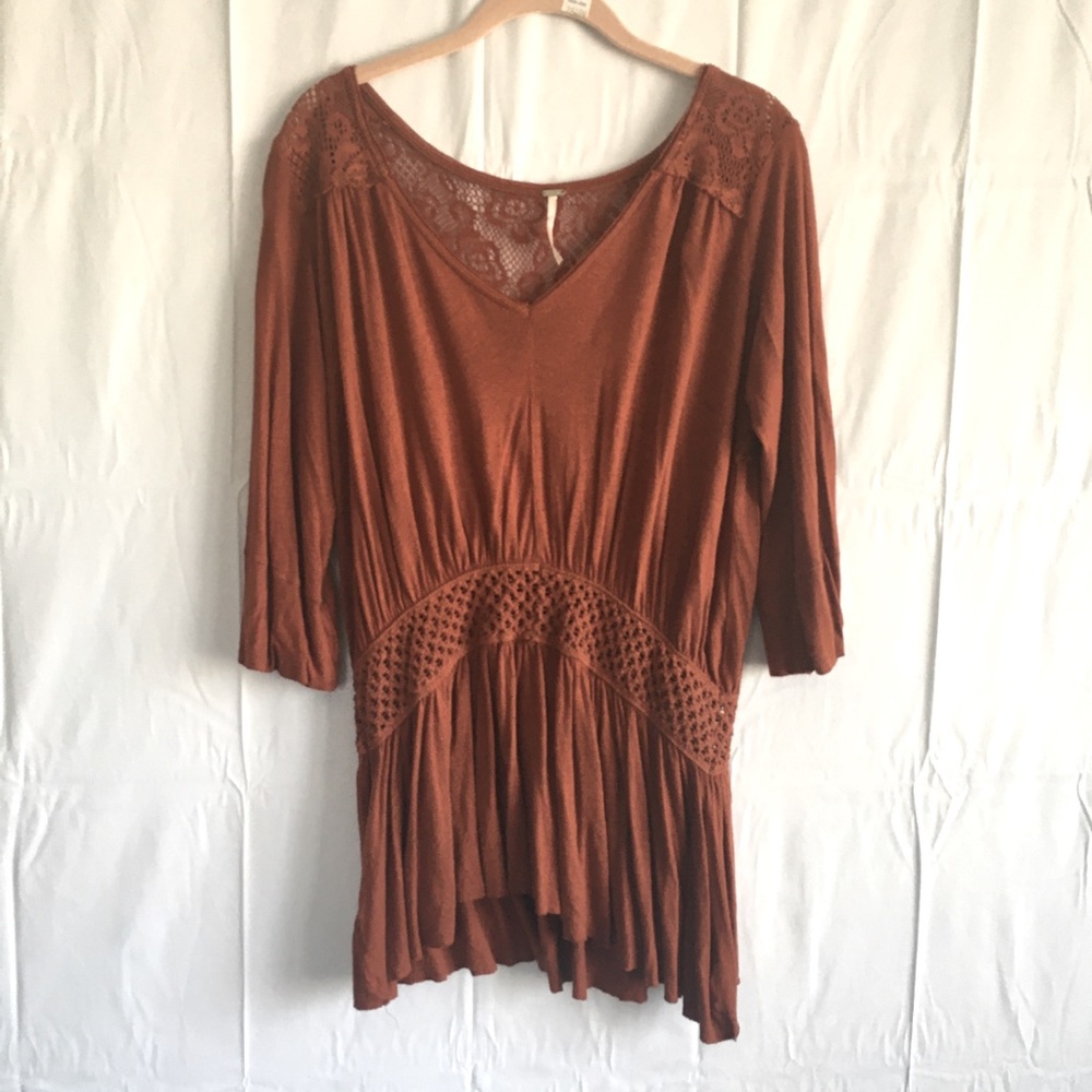 Free People tunic or dress with crochet detail. Size XS